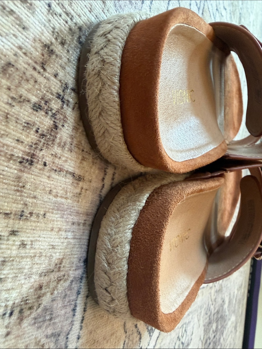Vionic Brown Suede Double Buckle Espadrille Slide Sandals Size US 10 / EU 42 - Picture 4 of 7